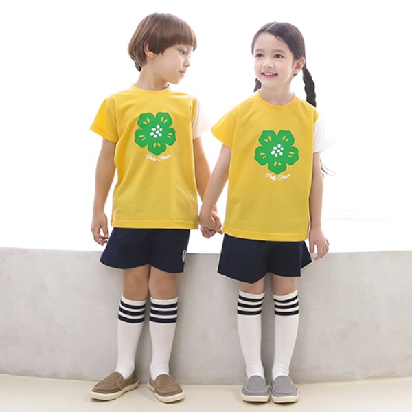 LG 2317 노랑꽃잎 티셔츠 어린이집하복 여름활동복 유치원원복(기관만주문가능)