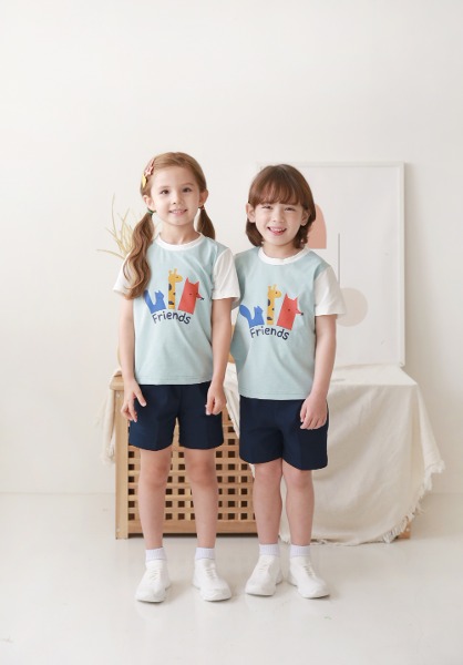 프렌즈 민트 티셔츠 세트 어린이집 활동복 원복 어린이날 선물용티