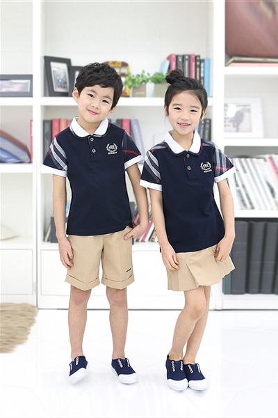 배색체크둥근카라 티셔츠 세트 어린이집 활동복 원복 어린이날 선물용티