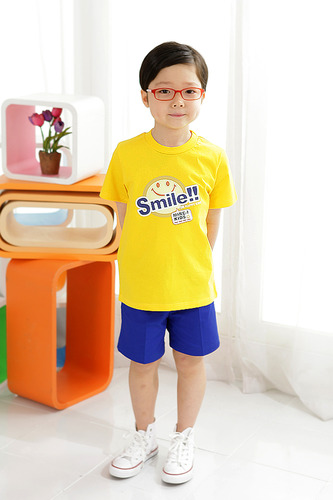 스마일(Yellow)상의/ 어린이날 선물용티셔츠 /어린이집 활동복 원복