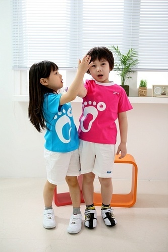 발바닥(Pink) (교사용 티도 있음) / 어린이날선물용티/어린이집 활동복 원복