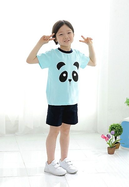 판다 하늘색 티셔츠 세트 어린이집 활동복 원복 어린이날 선물용티