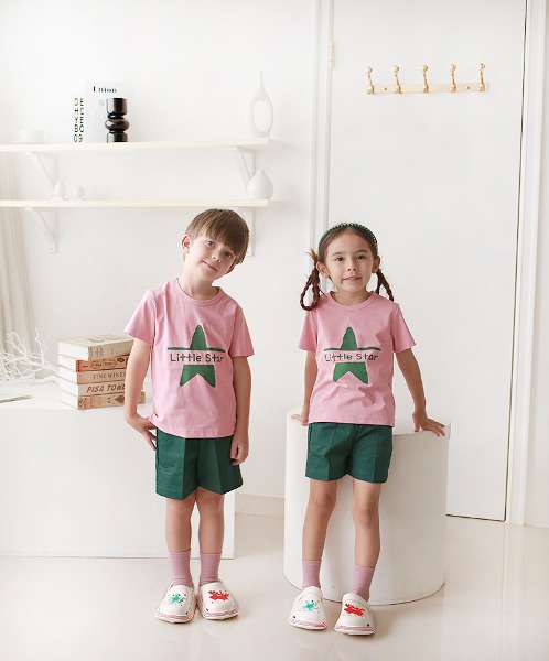 리틀스타 핑크 티셔츠 세트 어린이집 활동복 원복 어린이날 선물용티